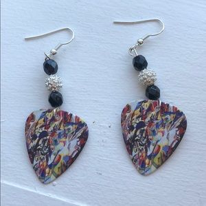 Art Guitar pick earrings